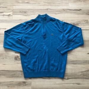 Lacoste Men's Quarter Zip-Up Sweater in Blue